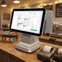 Système de point de vente tout-en-un OEM avec écran tactile double LED de 15,6 pouces pour affichage client et caisse enregistreuse Windows