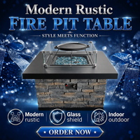 Table de foyer extérieur en acier inoxydable au propane pour terrasse et jardin avec chauffage BTU55000