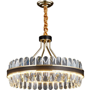 <b>Crystal</b> <b>Chandelier</b> Gold Finish LED E26 3500K Warm White Dimmable Adjustable Height 5-Year Warranty Living Room Pendant <b>Light</b> - Product Image 5