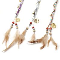 Set di 3 Extension Dreadlock con Clip, Accessori per Capelli Boho Hippie, Ciondoli con Piume e Perline, Treccine Colorate Fatte a Mano