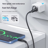 Câble de données USB Type-C 2-en-1 en nylon TPE 2m/3m à charge rapide Super 3A à bas prix pour Oppo et téléphones mobiles