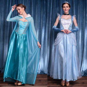 Abito da <span class=keywords><strong>Principessa</strong></span> Blu Soffice per Donna, <span class=keywords><strong>Costume</strong></span> di Alta Qualità in Poliestere per Halloween e Film TV, Elegante Mantello Ricamato Anime Ice Royal - Product Image 2