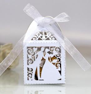 卸売カスタム高級レーザーカットギフトボックスゲストのための結婚式のお土産紙チョコレートキャンディーボックスギフト結婚式 - Product Image 3