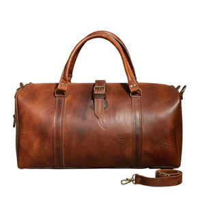 Bolsa de Viaje Grande de Cuero Marroquí, Hecha a Mano, para Hombre y Mujer, para Fin de Semana, Gimnasio, Negocios, Viajes Cortos - Product Image 1