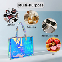 Sac Cadeau de Shopping de Luxe Géométrique Réutilisable Imperméable Transparent en PVC, avec Logo Personnalisé en Usine, Style Coréen