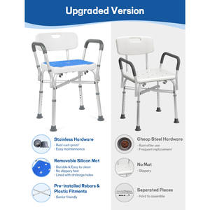 Silla de ducha multifuncional, ligera, médica, plegable y cómoda, silla de baño de aluminio para ancianos y discapacitados - Product Image 4