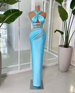 Customized Evening Gown Dearin V-<b>neck</b> Mermaid Floor Length Skirts Draped Knot Bead Bespoke Occasion Dresses Formal Prom Dress - Product Image 3
