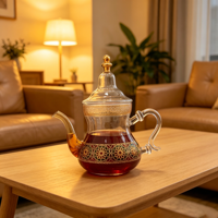 Service à thé en verre SUNPRO écologique, style bohème marocain vintage de luxe léger, pour le Moyen-Orient et l'Arabie Saoudite