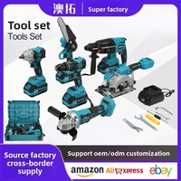 Nouvel ensemble d'outils électriques sans fil lithium-ion transfrontalier : perceuse, meuleuse d'angle, clé à chocs, marteau, scie circulaire