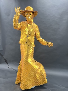 Costume de scène futuriste en <span class=keywords><strong>film</strong></span> miroir métallique LED pour la salle de bal, DJ, danse, cosplay de science-fiction, tenue de spectacle de l'homme miroir - Product Image 2