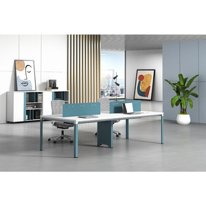 Meubles de bureau modulaires, poste de travail informatique pour 6 personnes, bureau en cubicle avec matériaux en bois et MDF pour usage professionnel - Product Image 6