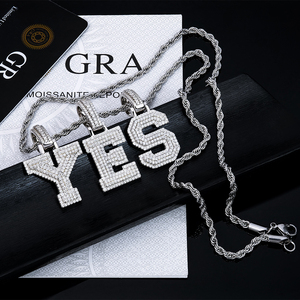 Joyería Hiphop para Hombre de Buena Calidad, Plata 925, Moissanita Blanca de Corte Brillante, Colgante con Inicial de la A a la Z, Chapado en Oro Blanco - Product Image 3