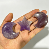 Figurines étoiles et lunes en améthyste naturelle polie de 3-5 cm pour la décoration intérieure et l'artisanat de guérison en cristal