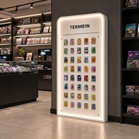TERMEIN Présentoir LED pour cartes à collectionner, en acrylique blanc, pour 40 cartes, vitrine rétroéclairée pour magasin d'articles de loisirs, boutique de jouets, commerce de détail