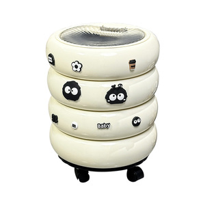 Contenedor de almacenamiento con forma de donut con tapa y ruedas para sala de estar, dormitorio, baño, organizador de juguetes, tipo redondo y vertical. - Product Image 5