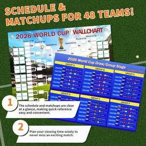 Yichuke 2026 - Juego de 2 Pósters 2 en 1 para Horarios de Fútbol, Colección de 48 Equipos, Tamaño A2 Funcional para <span class=keywords><strong>Partidos</strong></span> - Product Image 4