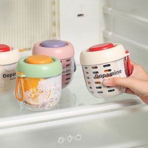 Boîte à lunch moderne pour fruits et légumes, coupe à salade portable, boîte de pique-nique, récipient à sauce, double couche, capacité 301-500ML - Product Image 4