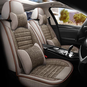 Coussin de siège de <span class=keywords><strong>voiture</strong></span> <span class=keywords><strong>en</strong></span> lin à couverture complète universel toutes saisons Housse de siège <span class=keywords><strong>en</strong></span> tissu respirant Coussin de refroidissement Housse de siège de <span class=keywords><strong>voiture</strong></span> - Product Image 1
