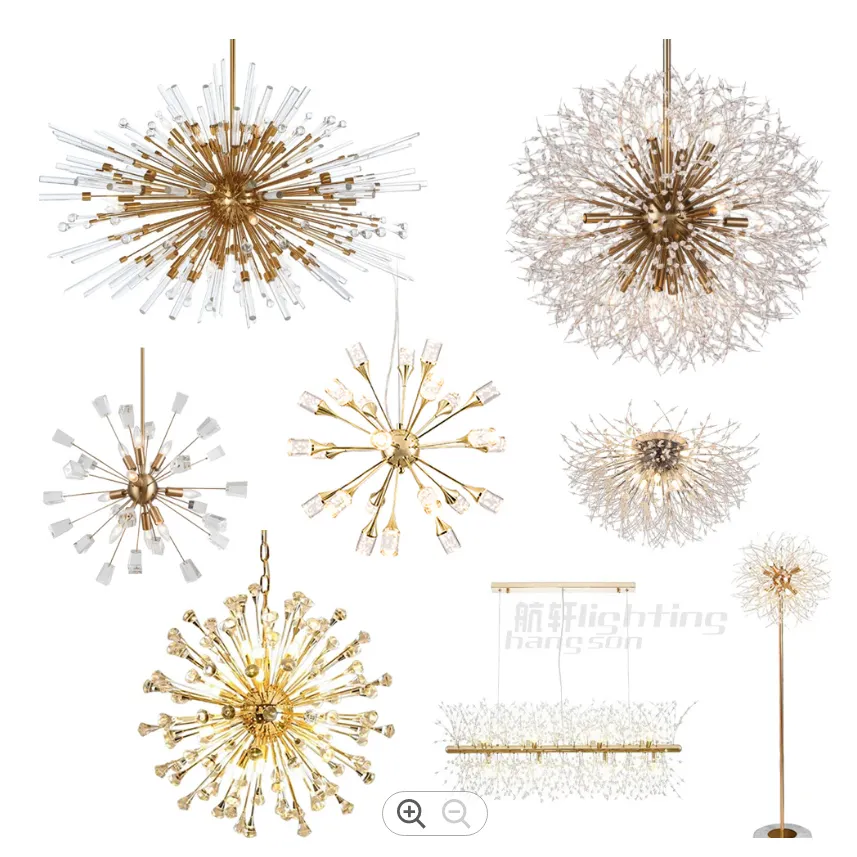 luxury round hanging fixture firework pendant lights led lighting modern glass crystal sputnik chandeliers and lamps