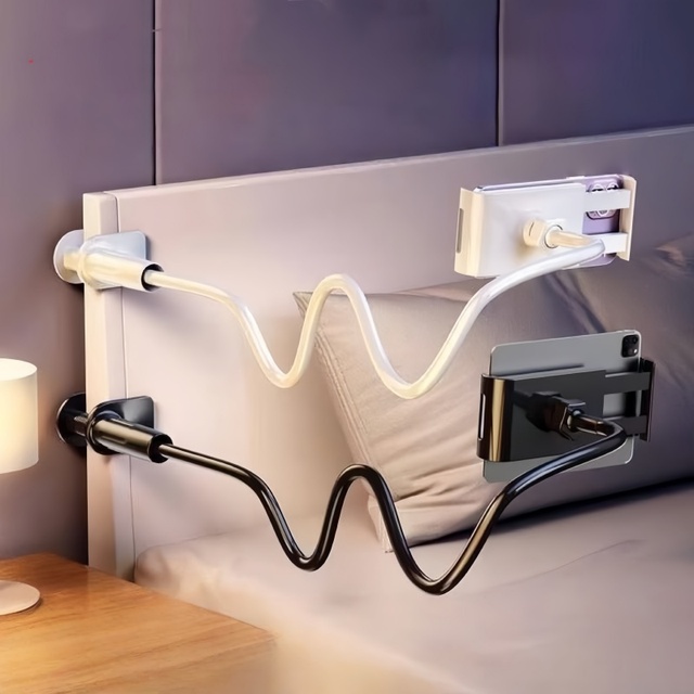 MQ Aluminium Alloy Lazy Phone & Tablet Holder Bedside Spiral Clamp Multifunctional Flexible Portable Stand for Bed Use