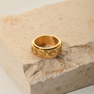 18 карат золото и нержавеющая сталь Многофункциональная Луна Звезда солнце спиннинг декомпрессионное кольцо Модные Бохо ювелирные изделия - Product Image 2