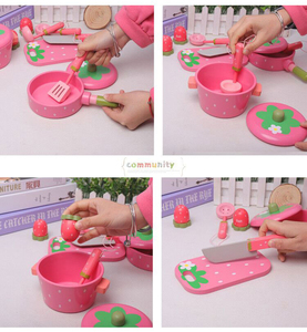 Ensemble de vaisselle de <span class=keywords><strong>cuisine</strong></span> en bois poli écologique pour enfants et familles, jouets interactifs pour jeux de rôle de <span class=keywords><strong>restaurant</strong></span> - Product Image 4