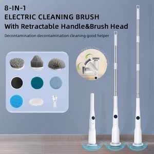 Electric Spin Scrubber Cleaning Brush with Telescopic <b>Handle</b> 6 Replaceable Heads for Household Floor Bathroom Use - Product Image 2