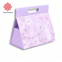 Boîte d'emballage haut de gamme écologique et recyclable Baoren avec poignée magnétique pliable, logo personnalisé, pliable, violet et blanc