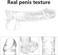Dildo Realista Pequeño y Transparente de 6 Pulgadas, Impermeable, con Ventosa, Juguete Sexual para Adultos para Mujeres/Hombres, Uso en Punto G y Anal