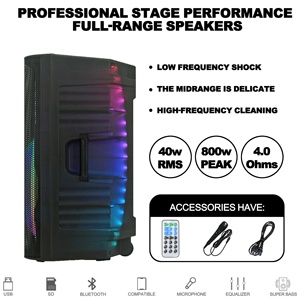 Altavoz de 2000 W y 15 Pulgadas, Sistema de Audio PA de 2 Vías para Karaoke, Caja de Sonido con Batería y Luz LED RGB Translúcida con Efecto de Llama - Product Image 6