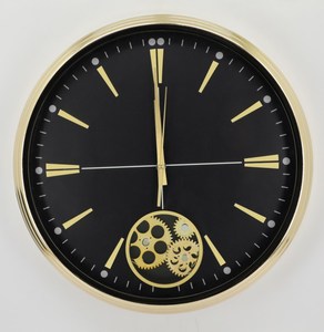 16inch Large Oversize Battery Operated Roman Numeral Modern Metal Gold Color <b>Decorative</b> <b>Wall</b> <b>Clock</b> with Real Moving Gears - Product Image 1
