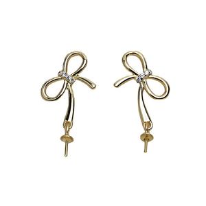 <b>Simple</b> S925 Silver Bow Earrings Personalized 5-8 Pairs Pearl DIY Empty Holder Accessories Fashion Drop Earrings 4144 - Product Image 5