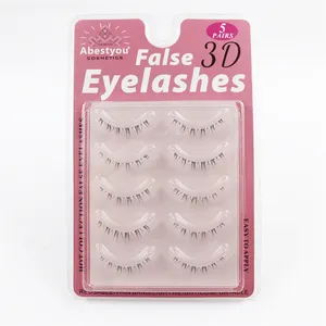 Abestyou 5pairs 5mm shoter altında lashes yumuşak alt kirpik 100% el yapımı net bant alt göz lashes uzatma