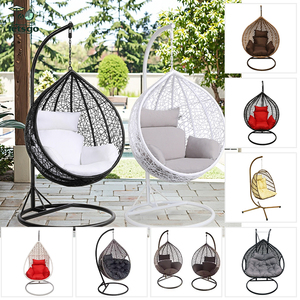 Commercio all'ingrosso su misura mobili da esterno soggiorno uovo sedia <span class=keywords><strong>amaca</strong></span> Patio balcone appeso in Rattan uovo sedia altalena con supporto