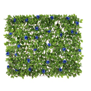 Expandable <strong>Artificial</strong> Willow <strong>Trellis</strong> Fence <strong>with</strong> <strong>Flowers</strong> <strong>Artificial</strong> Wooden Fence for Balcony Patio Outdoor Indoor Use - Product Image 3