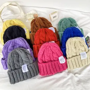 YJL Atacado Coreano Doces Fried Dough Twists Malha De Lã Chapéus Caps Outdoor Coldproof Warm Inverno Chapéus