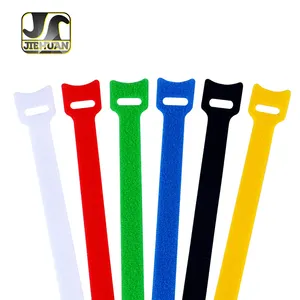 JIEHUAN Reusable High Quality Nylon Cable Ties Self-Locking Back To Back Velcroes Eco-Friendly Self-Adhesive With Printed Logo