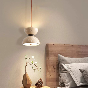 Lampe suspendue en pierre de travertin jaune naturel de luxe pour salon, lampe suspendue en bois bronze pour la décoration de la <span class=keywords><strong>maison</strong></span>, hôtel - Product Image 4
