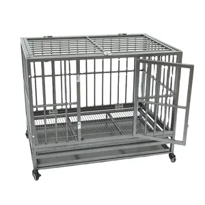 Metal Pet Cage Dog Crate Heavy Duty Dog Cage With Bottom Wheels Custom
