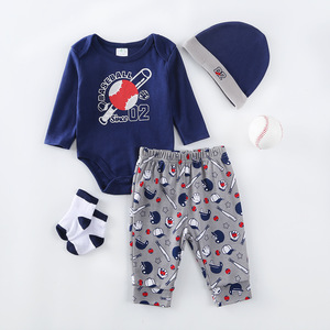 Nuevo mono de una pieza para bebé con <span class=keywords><strong>bata</strong></span> de manga larga y sombrero, conjunto informal de 4 piezas para 0-<span class=keywords><strong>1</strong></span> años, Material de Jersey de algodón 100% - Product Image 5