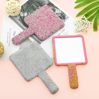 Bling Bling Diamant Miroir De Maquillage Coeur De Luxe Brillant Diamant Miroir Cosmétique Princesse Miroir De Poche