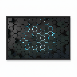 Modern Printed Canvas: <b>Black</b> Hexagon Loft Art for Sleek Decor,<b>BLACK</b> <b>FRAMED</b> CANVAS - Product Image 2