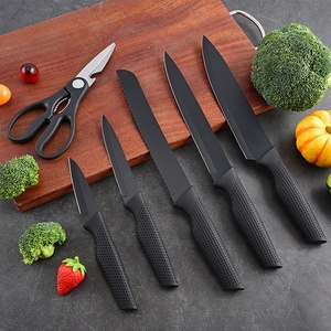Ensemble de couteaux de cuisine 7 pièces, revêtement antiadhésif noir, acier inoxydable, ensemble de couteaux de chef avec ciseaux de cuisine pour la cuisine à domicile, OEM - Product Image 4