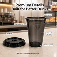 Gobelets jetables en PET avec couvercles plats, gobelets en plastique de qualité alimentaire pour jus, café, lait, thé à emporter