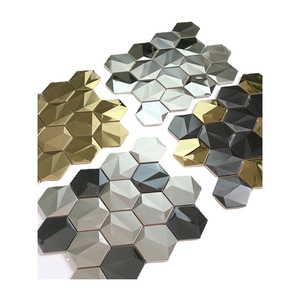 Vàng khảm thép không gỉ hình lục giác hoa gương Bề mặt 3D tăng Vàng salon Thanh Câu lạc bộ nhà hàng phòng tắm kim loại khảm Hội Đồng Quản Trị - Product Image 2