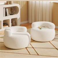 Chaise longue de style italien moderne pour salon et chambre à coucher Chaise de canapé simple en polaire berbère blanche Chaises de détente