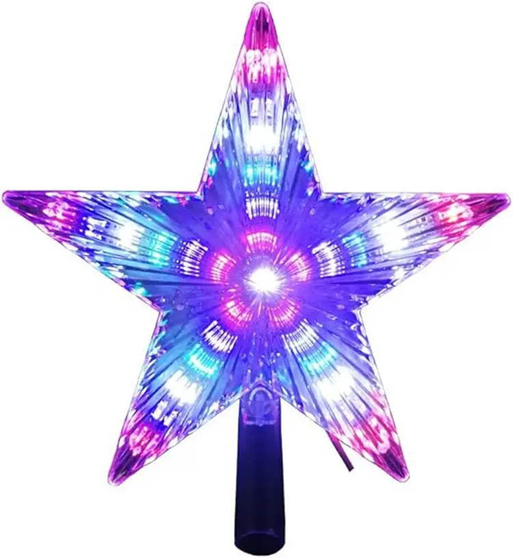 Árvore De Natal Topper com Temporizador De Controle Remoto 22cm Impermeável Natal Estrela Árvore Topper Luzes Treetop Estrela LED