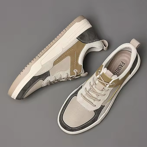 Chaussures de skate pour hommes, baskets décontractées tendance, chaussures de skate en cuir, chaussures de sport basses à lacets, chaussures plates rétro, chaussures décontractées à plateforme - Product Image 1