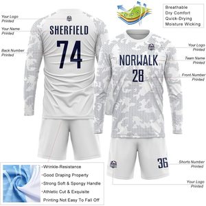 Camiseta de Fútbol Personalizada de Manga Larga Unisex, Sublimada, 180g, Absorbe la Humedad, Cuello Redondo, Nombre, Número y Logotipo del Equipo Personalizados - Product Image 3