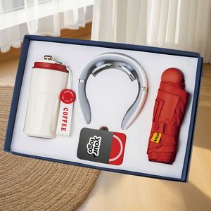 Promotional Coffee Cup+Umbrella+Neck+Power Bank+Massage Equipment Four in One Logo Business Mobile Power <b>Gift</b> <b>Set</b> - Product Image 5